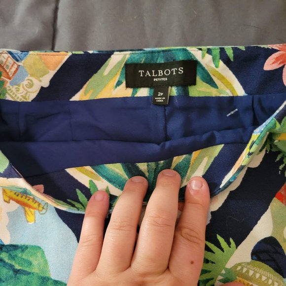 Talbots Tropical Print Mini Skirt Hawaii Flamingo EUC Size 2P - Picture 6 of 6